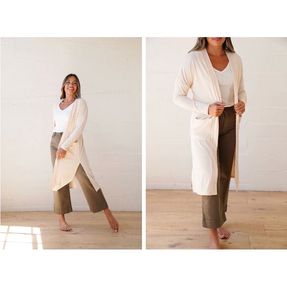 Carly Jean Los Angeles Sweaters - CJ's Favorite Cardigan/Duster in Cream Size M